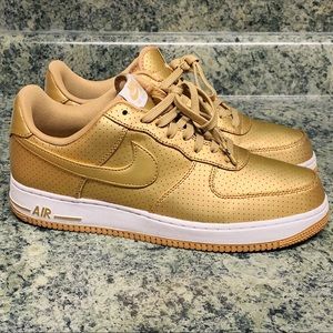 Gold Nike Air Force one shoe size 11 men .